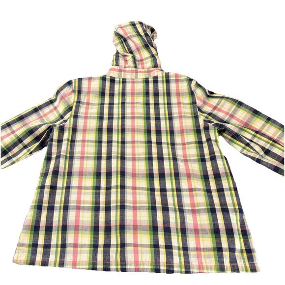Merona Women’s Plaid Drawstring 4 Button Pullover Hoodie Jacket Size Large - Picture 5 of 15